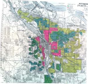 Redlining in Portland, 1938; from TAHPDX, Historic GIS Data