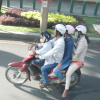 Helmets, hats and face-masks- keeping kids on motorbikes safe.