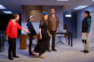 The Family Seance: Left to right: Birgit Huppuch (Tara), Fernie Acoba (Eloise), Deirdre O’Connell (Kris), Danny Wolohan (Timothy), Luka Kain (Kalvin).